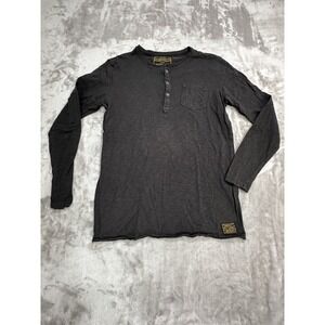 Cotton On Shirt Men's Size Small Charcoal Gray 3‎ Button Long Sleeve Hard Sewn